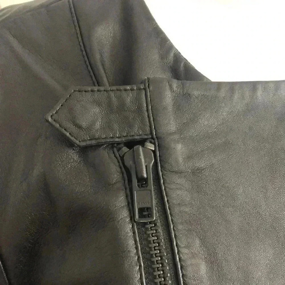 Samsoe & Samsoe leather jacket.  Zippered front with two side zippered pockets. - Picture 2 of 15